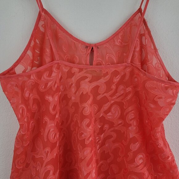 Vintage 1960 Inner Most Coral Night Gown Slip Mini Dress Sz L/XL Coquette Retro - Picture 9 of 11